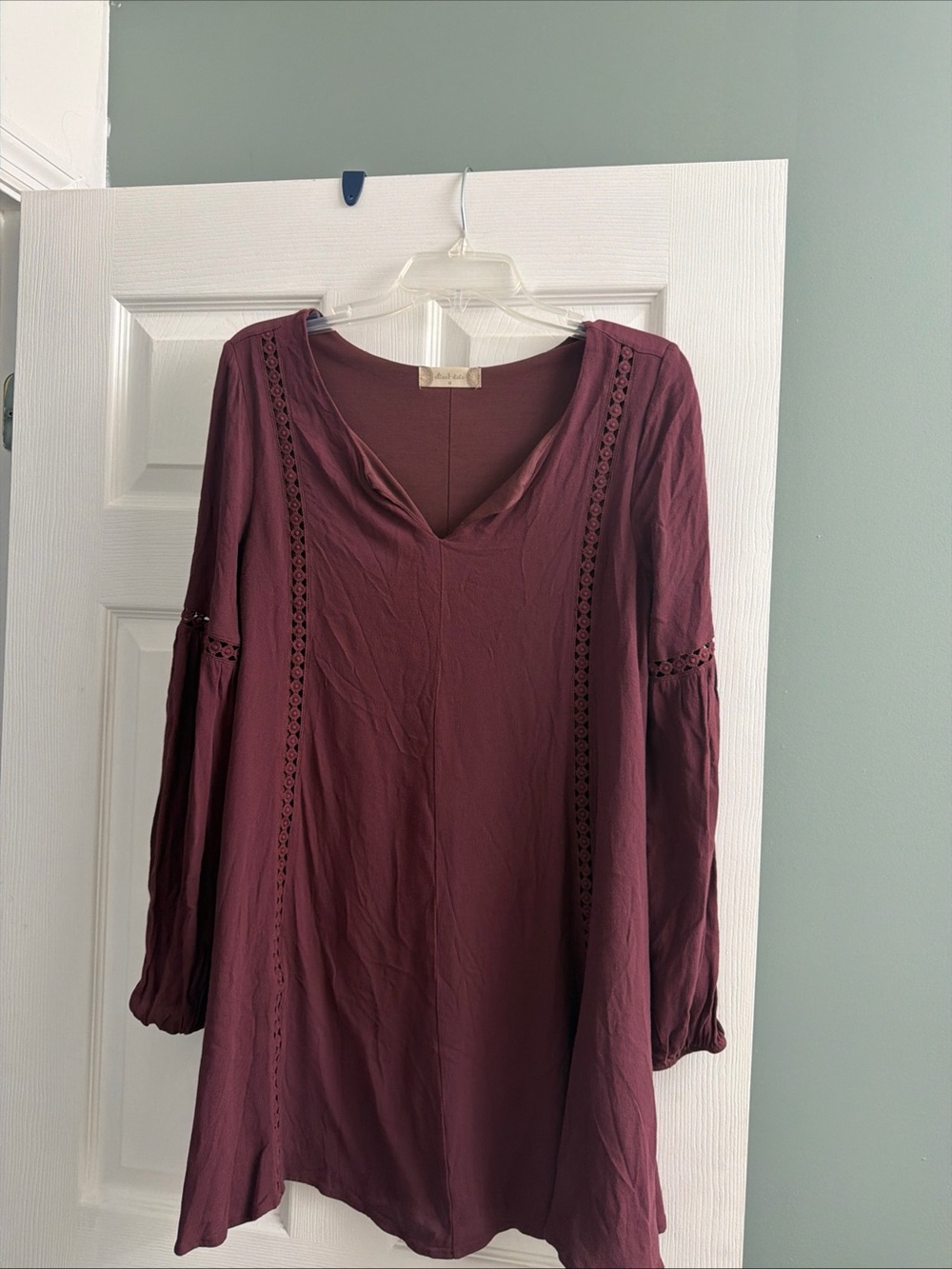 Women’s V-Neck Long Sleeve Tunic Top/dress in Plum